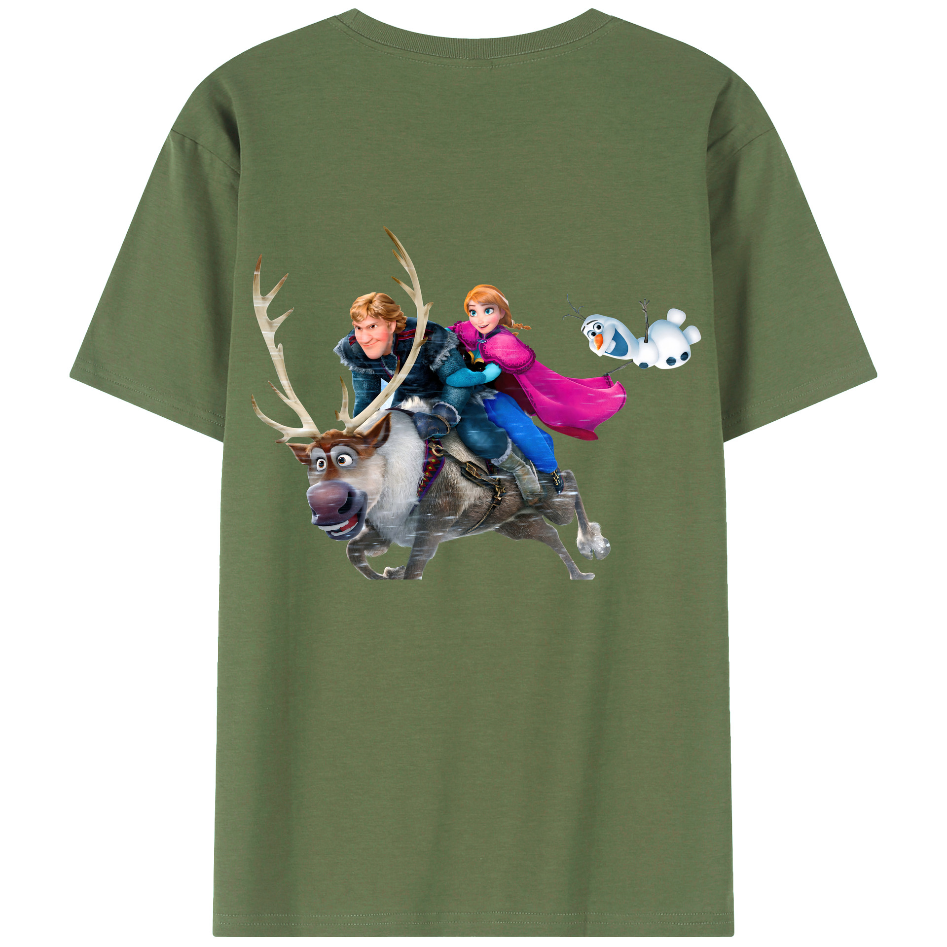 （画像用） アナと雪の女王 アンナ エルサ Frozen Anna Elsa 綿100％ メンズ半袖Tシャツ（バックプリント） 通気性